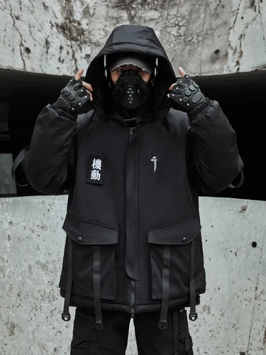 Niepce Japanese Streetwear Winter Parka Jacket with Strap Casual Techwear Coat image 3