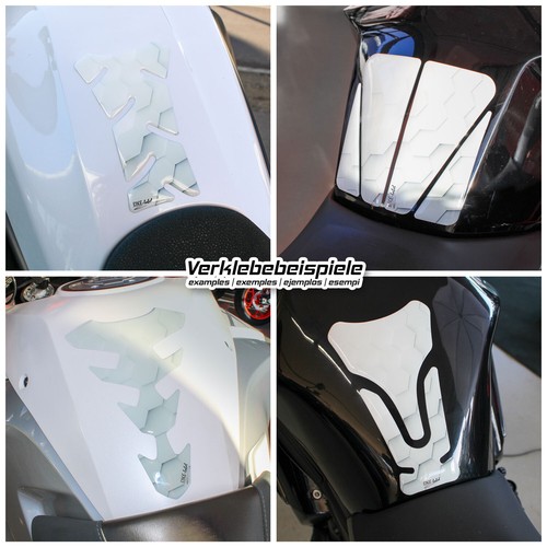 Tankpad 3D Weiß Grau Motorrad Aufkleber Tankschutz Lackschutz in weiss : Form 35 - Bild 5 von 7