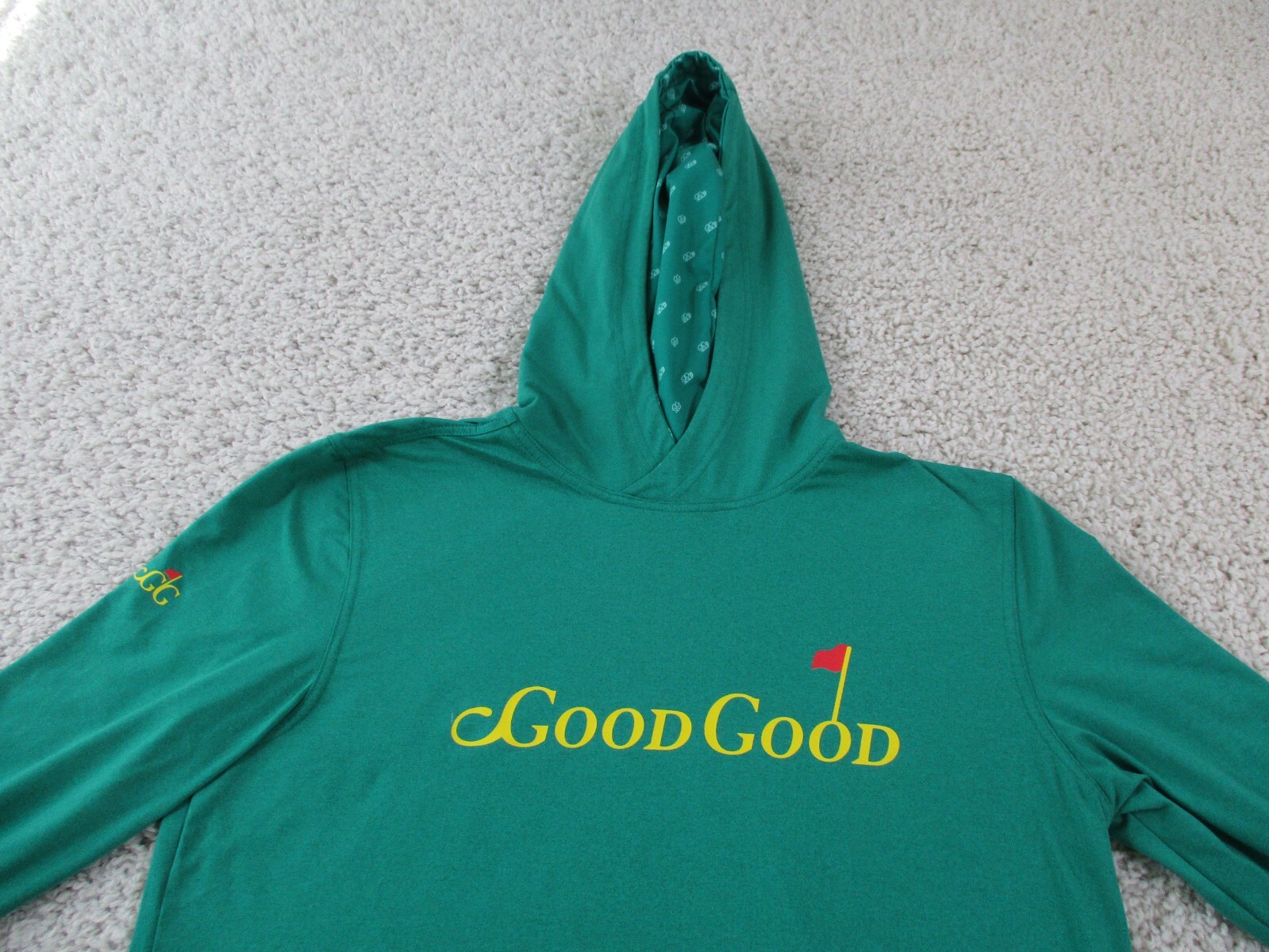 Good Good Golf Hoodie Mens Small Green Lightweight Preppy Pullover