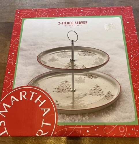 Martha Stewart 2-tiered server, Christmas Winter Woods, Dessert, Appetizer Plate - Picture 2 of 16