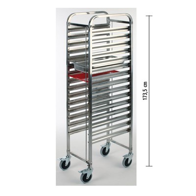 GN 1/1 Regalwagen Edelstahl mit 15 Doppelschienen Traglast 100 kg Gastlando