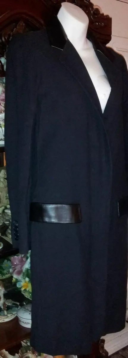 G rard Darel Women s Manteau Black Coat with Leather Accent Size 8 USA 40 Euro