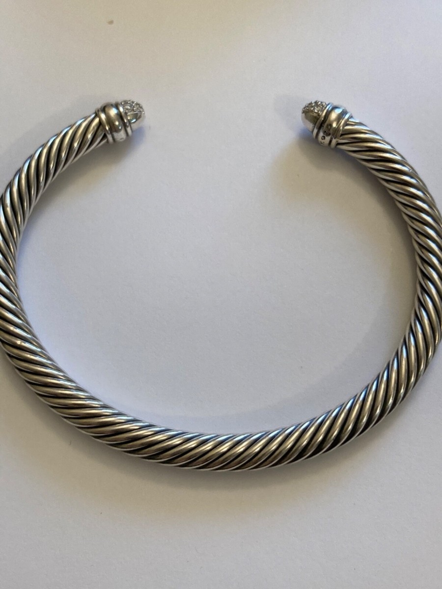 David Yurman 925 Sterling Silver 5mm Pave Diamond Cable David Yurman 925 Sterling Silver 5mm Pave Diamond Cable