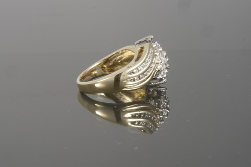 Anello Vintage Oro Giallo 10k Marchesa Due Livelli Diamante Bypass Destro - Foto 3 di 5