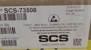 DESCO SCS 73508 Static Dissipative Mat: ESD, Rubber, Nitrile, Green, SCS 770077