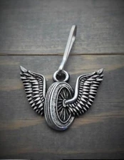Wing Wheel Zipper Pull Charm Biker Gift Accessory by Bravo Bells BZP-37 USA