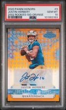 2020 Panini Honors Justin Herbert Orange Auto Rookie RC /25 PSA 10 Low Pop