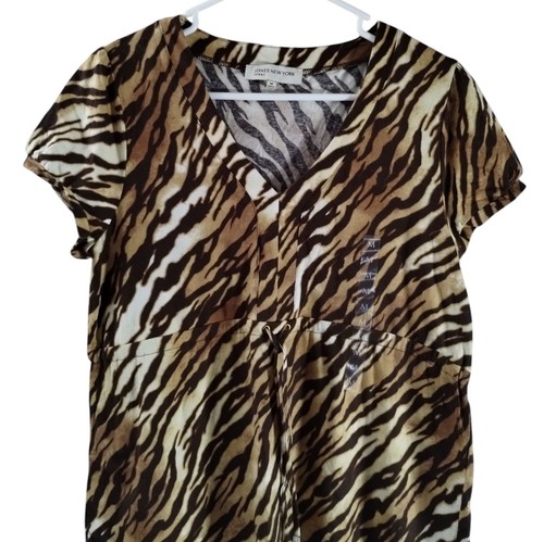 Jones New York Sport Tiger Striped Cotton Dress Stretch Women's Size Medium NWT - Picture 3 of 10