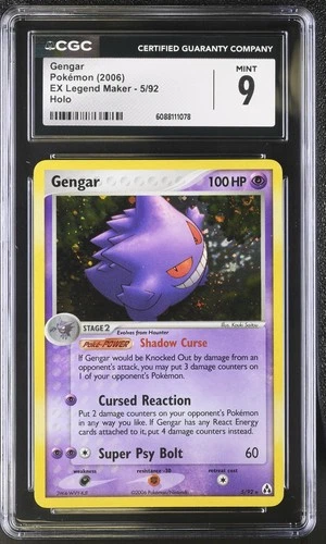 CGC 9 MINT Gengar 2006 EX Legend Maker 5/92 Holo SWIRL Pokemon Card