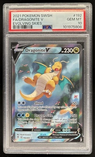 2021 Pokemon SWSH Evolving Skies Dragonite V #192/203 PSA 10 GEM MINT