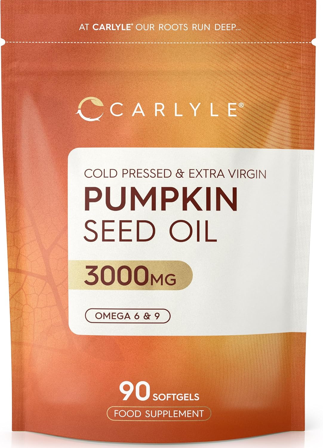 Pumpkin Seed Oil 3000mg 90 Softgels Cold Pressed 60% Linoleic Oleic Acids
