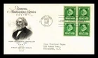 US COVER HENRY W LONGFELLOW FAMOUS AMERICANS FDC BLOCK OF 4 ARTCRAFT