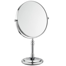 Silver Metal Free Standing Dual Sided 1X/10X Magnifying Makeup Mirror 8 Inch