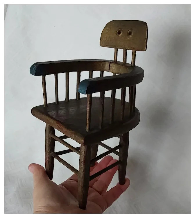Antique Primitive, Folk Art, Miniature Windsor Chair