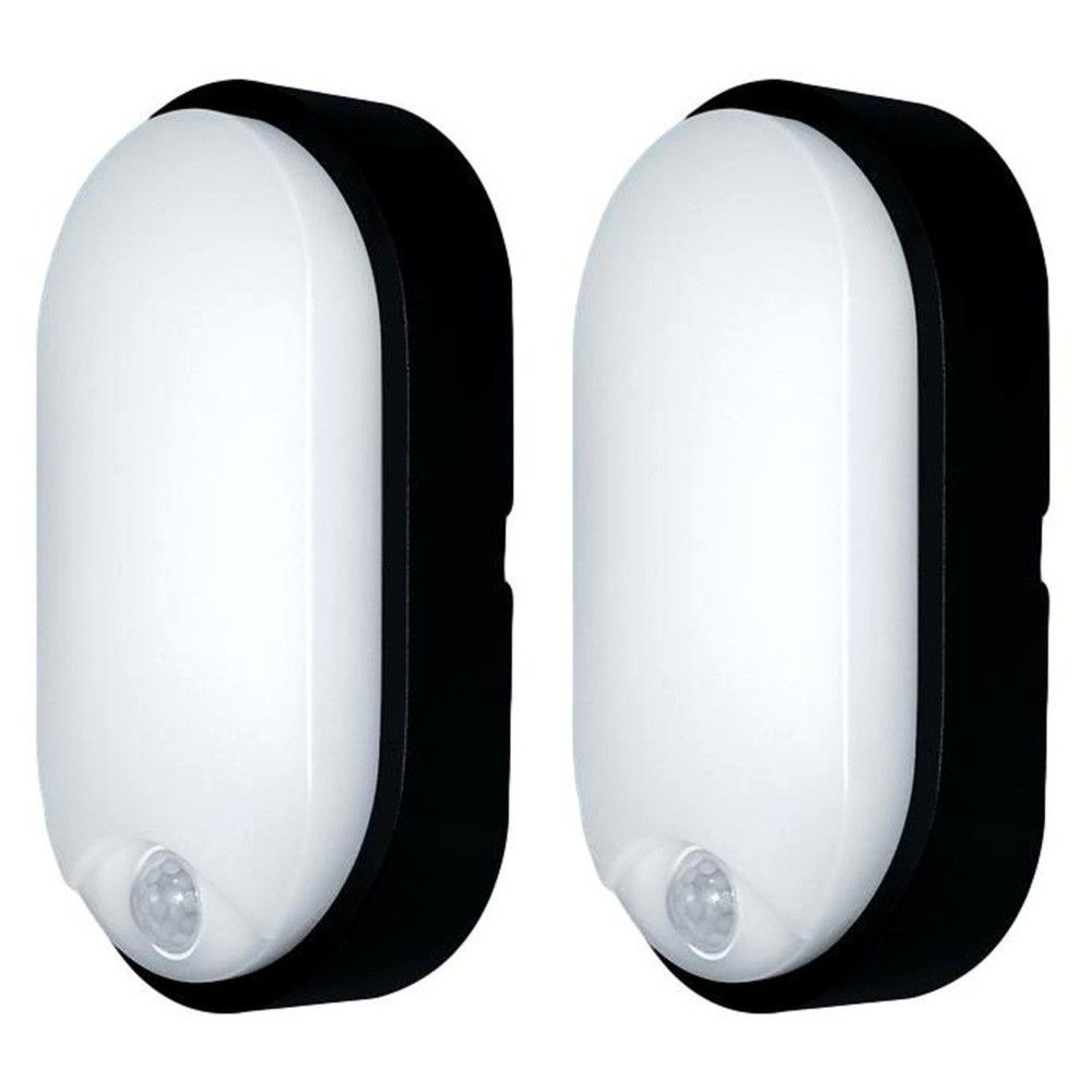 2 x Eterna BHPIRCS LED CCT Bulkheads 10W with 120° PIR (Black)