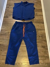 Figs Women's Size XL Top  Pants Size 2XL Royal Blue Scrub Pants Top Set