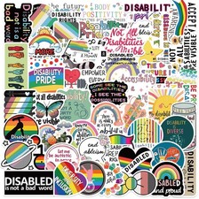 50 PCS Disability Pride Sticker Awareness Human Rights Disabled Support Green