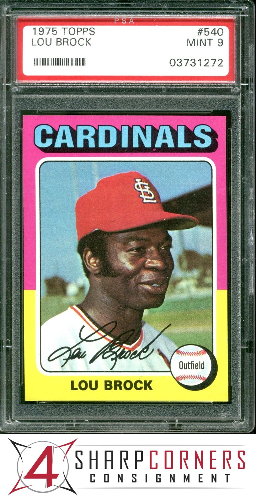 1975 TOPPS #540 LOU BROCK CARDINALS HOF PSA 9