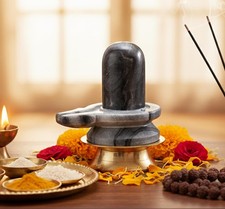 Natural Black Stone Shivalingam Shivling Shiv Ling Idol Statue Figurine for H...