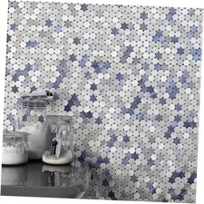Small Penny Round Peel and Stick Backsplash Tile for Kitchen Wall,Metal 5 Blue