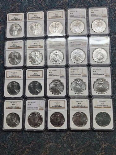 1986 To 2026 Silver Eagle Set MS69 MS70
