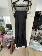 Ulla Johnson Ellyn Tie Shoulder Tiered Midi Dress Black size 4
