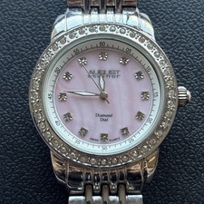 August Steiner Women’s Silver Watch With Pink Face and Diamond Dial  - SEE NOTES