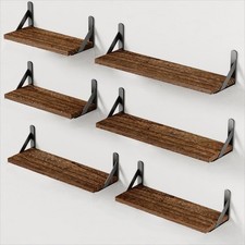 AMADA HOMEFURNISHING Wall Shelves Set of 6, Rustic Farmhouse Floating Shelves...