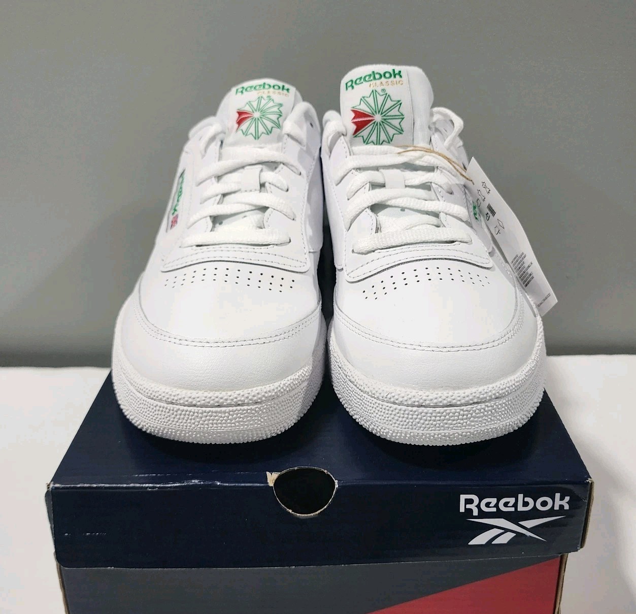 Zapatos deportivos Reebok Club C 85 para hombre blancos/verdes tallas 11,5-14