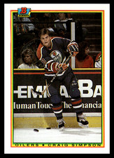1990-91 Topps  Bowman Craig Simpson #201 Edmonton Oilers NHL Hockey Base Set
