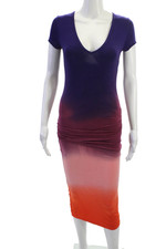 Young Fabulous & Broke Womens Bodycon T-Shirt Dress Purple V-Neck Size S