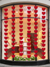 Pre-Strung 144 Red Felt Heart Garland, Large Pack NO DIY 6 Strands