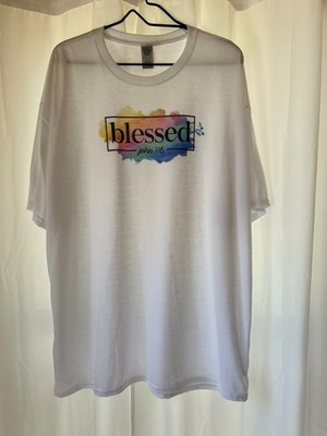 New White Gildan 3XL T-shirt with ''Blessed John 1:16'' Sublimation #213