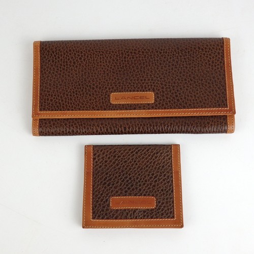 Authentic LANCEL billfold wallet coin purse 2 piece set leather[Used]