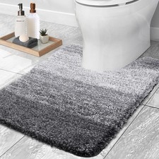 OLANLY Luxury Toilet Rugs U-Shaped 24X20, Extra Soft and Absorbent Microfiber Ba