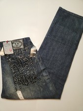 Vintage Y2K Akademiks Fallen Stud Designer Baggy Jeans AKDMKS Mens 40x35 NWT