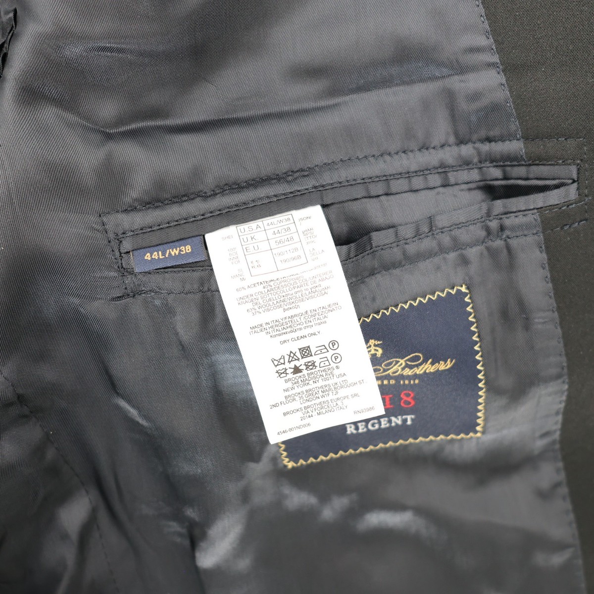 Brooks Brothers Tuxedo Jacket Mens 44L Wool Regent Fit satin peak
