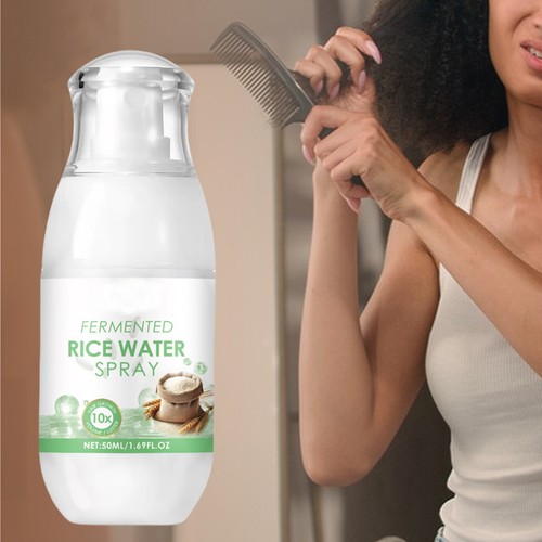 Spray natural de agua de arroz fermentada de 50 ml para cabello dañado seco rizado y encrespado - Imagen 7 de 12