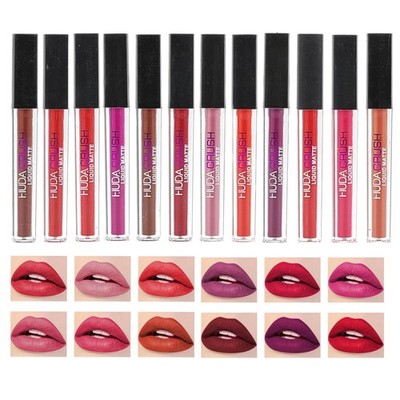 Huda Crush 12 Pcs Matte Liquid Lipstick Set - Waterproof Nude Shades Gift