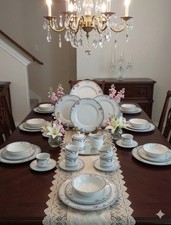 Oneida Fine China " Blue Lattice" Select Collection 46 Pc Dinnerware