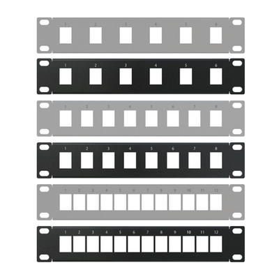 10'' RACK Patchpanel Standard 1U 6 8 12 Keystone Ports Schwarz Grau