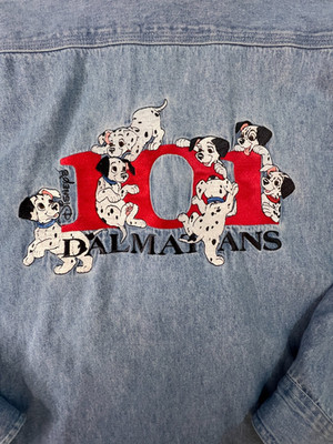 Vintage Disney 101 Dalmatians Shirt Jacket XL Blue Denim Embroidered Long Sleeve