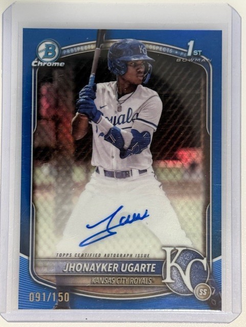 JHONAYKER UGARTE 2025 BOWMAN CHROME 1ST BLUE REFRACTOR AUTO /150