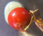 14k Gold Ring w/ Natural Red OXBLOOD CORAL 8mm BEAD, Ring Sz. 5.5, Mediterranean — photo 6