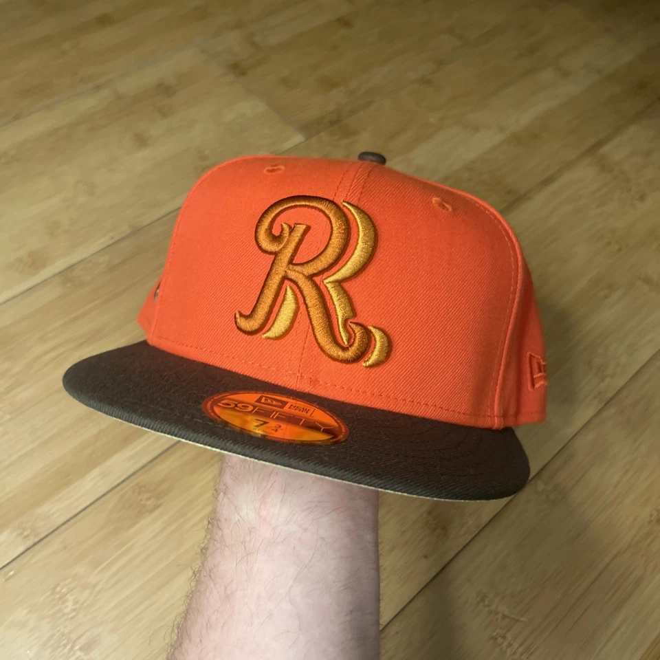 New Era 59FIFTY Frisco RoughRiders Texas Orange Brown Cowboy Fit 7 3/4 Hat MiLB - Image 2 of 4