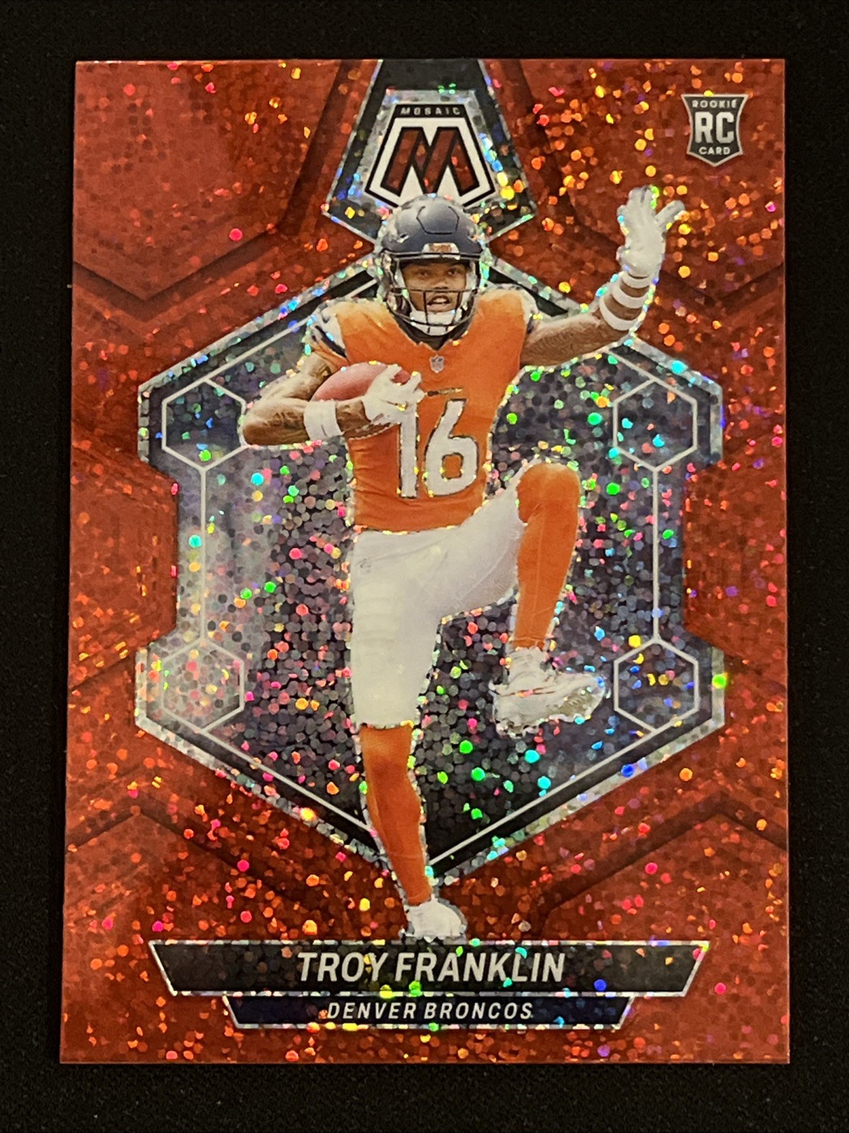 Troy Franklin Red Sparkle Rookie 2024 Panini Mosaic SSP #378 RC Denver Broncos
