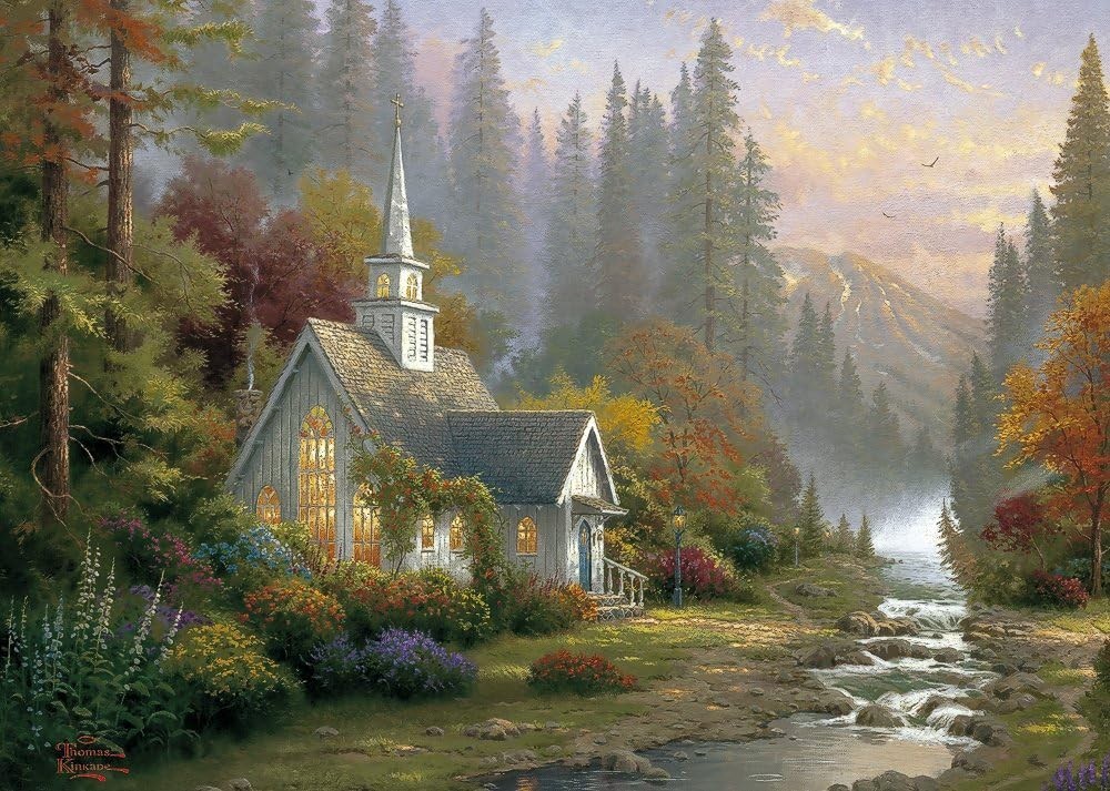Pre-loved: Gibsons The Forest Chapel by Thomas Kinkade 1000 piece jigsaw puzzle