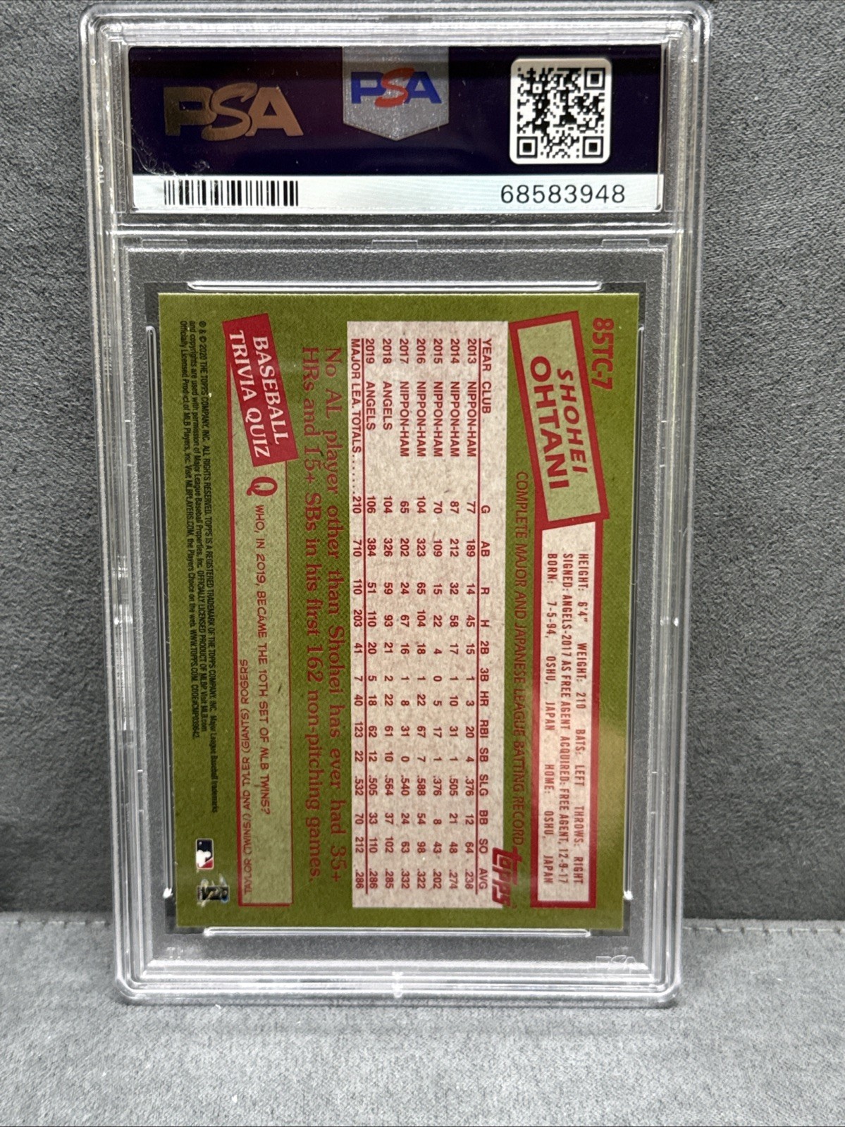 2020 Topps Chrome - 1985 Topps Shohei Ohtani #85TC-7 view 2