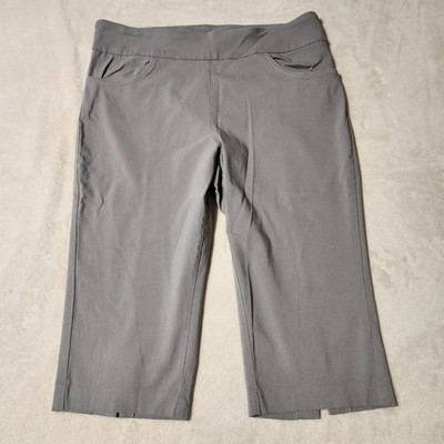 Bella Rose Capri Pants Womens Size 14 Gray Pull On Stretch Casual Crop 