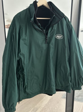 Vtg 90s Pro Player New York Jets Reversible Jacket NFL Quarter Zip Windbreak XXL